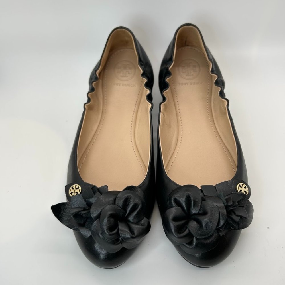 Tory Burch Black Leather Ballet Flat